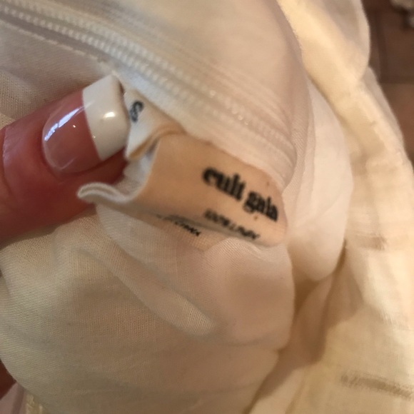 Cult Gaia elle grid straight leg linen pant flare hidden zip - Picture 6 of 7